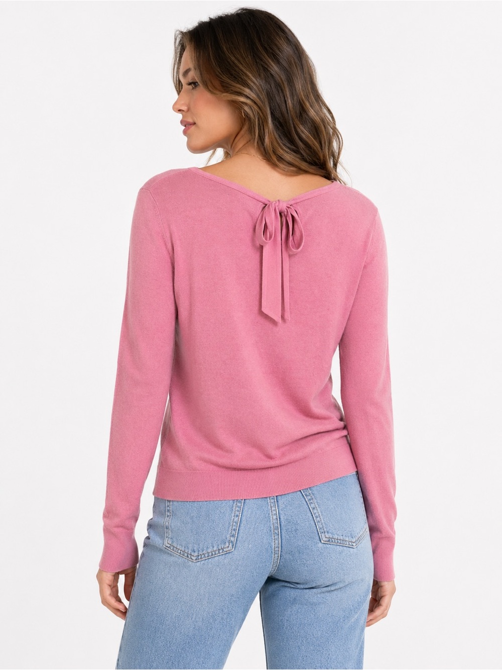 Lauren Ralph Lauren Blush Pink Knit Sweater Bow Back Size Small